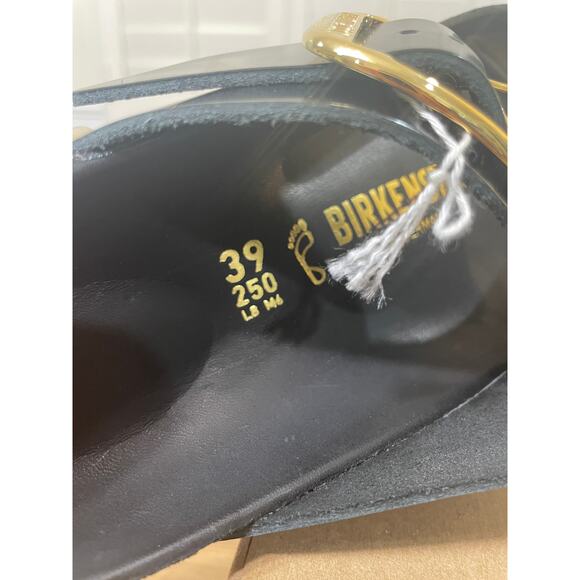 Birkenstock Women's Gizeh Big Buckle Slide Sandal Black Gold Size 8 39 EU NWOT - Picture 11 of 12